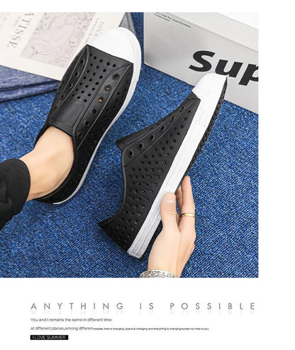 New beach sandals perforated shoes men's anti slip work shoes summer garden shoes water shoes ultra light outdoor walking shoes
