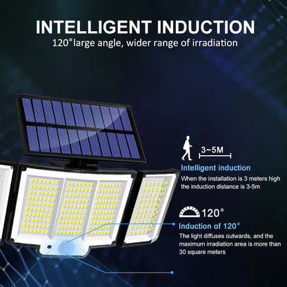 Solar Outdoor Motion Sensor Lights 348/328 LED Security Flood Wall Lamp Remote Control 270° IP65 Waterproof Outdoor Lighting