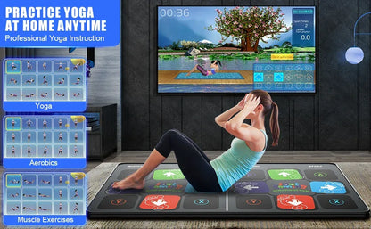 Dance Mat Game for TV/PC Family Sports Video Game Anti-slip Music Fitness Carpet Wireless Double Controller Folding Dancing Pad