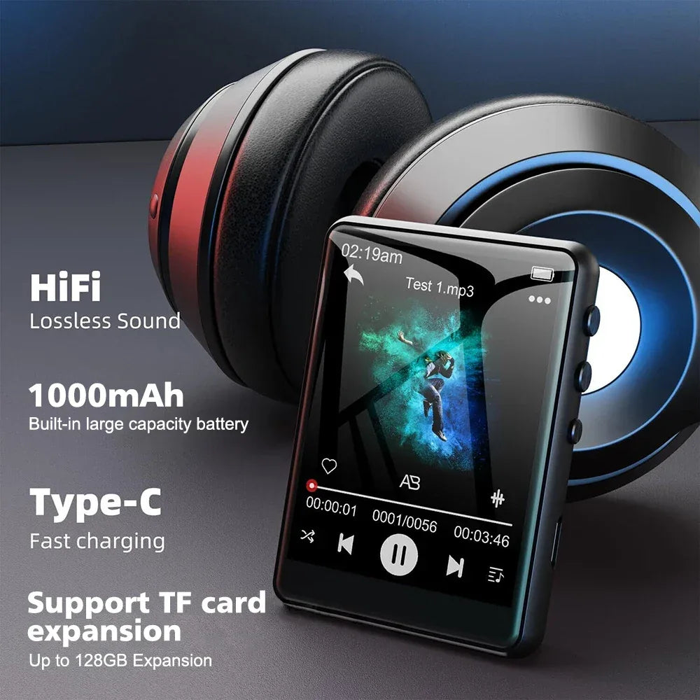 MP3 Player Bluetooth 5.4 Built-in Speaker Hi-Fi Music Player 2.4 Inch Touch Screen MP3 Walkman Video FM Radio Recording Camera
