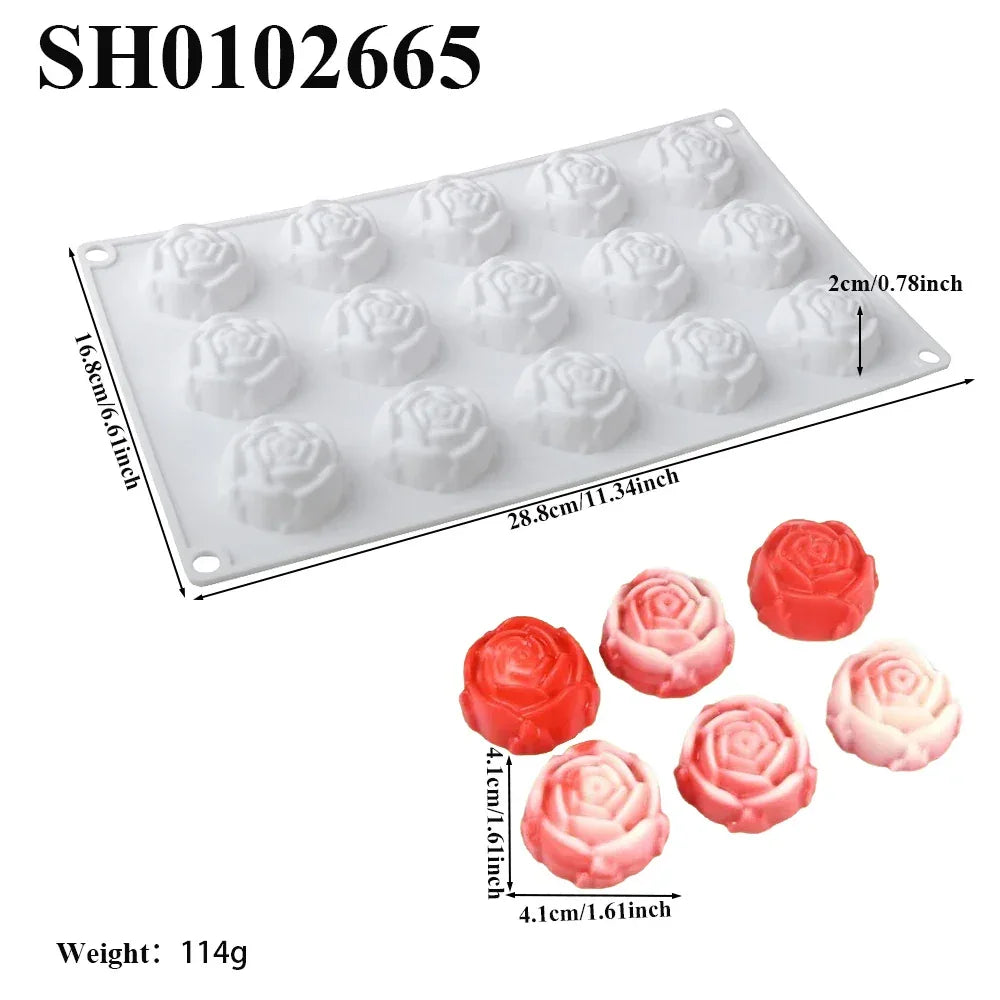 French Mousse Cake Molds Valentine's Day Pastry Baking Tools Rose Bud Design Silicone Cake Moulds Food Grade Kitchen Bakeware
