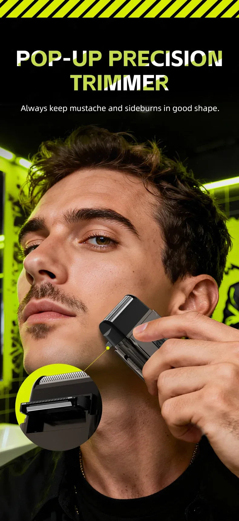 ENCHEN MS003 Compact Foil Shaver With POP-UP Precision Trimmer Type-C Charging With Indicator 7000RPM Strong Motor