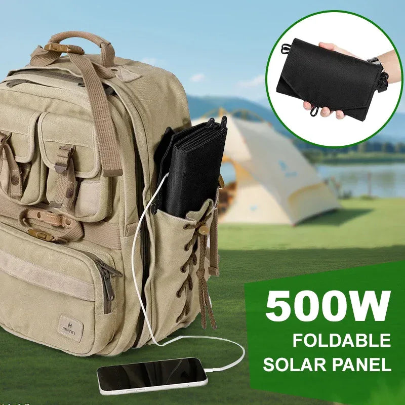 Foldable Solar Panel 500W  Portable Solar Panels Fast Charger USB 5V DC Full  Power Solar Panel Mobile Power Bank For Camping