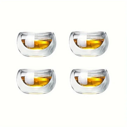4/6pcs 50ml  Shot Glass Teacups Double Wall glasses Tea Cups Exquisite Kung Fu Drinkware Home Decor Espresso Vaso Heat Resistant