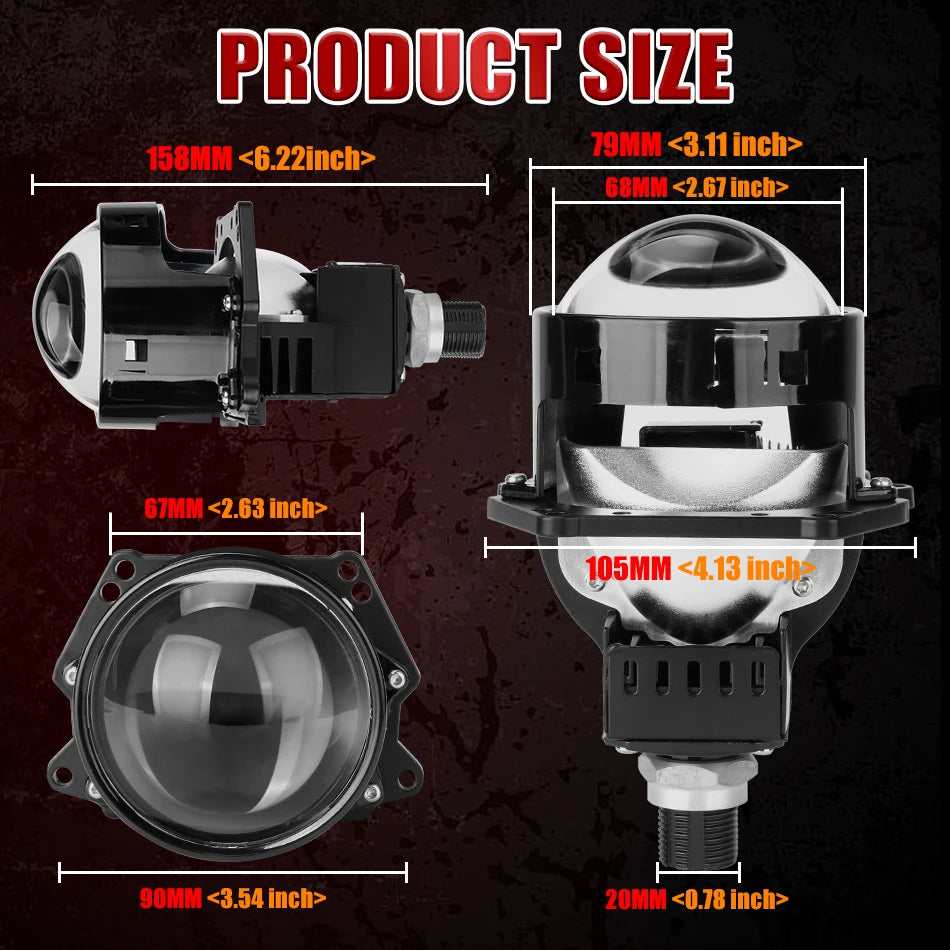 3.0 Inch Bi LED Projector Hella Lenses H4 H7 9005 9006 Car Headlight Bulbs Retrofit Kits Angel Eyes Halo Lights WHITE DRL 120W