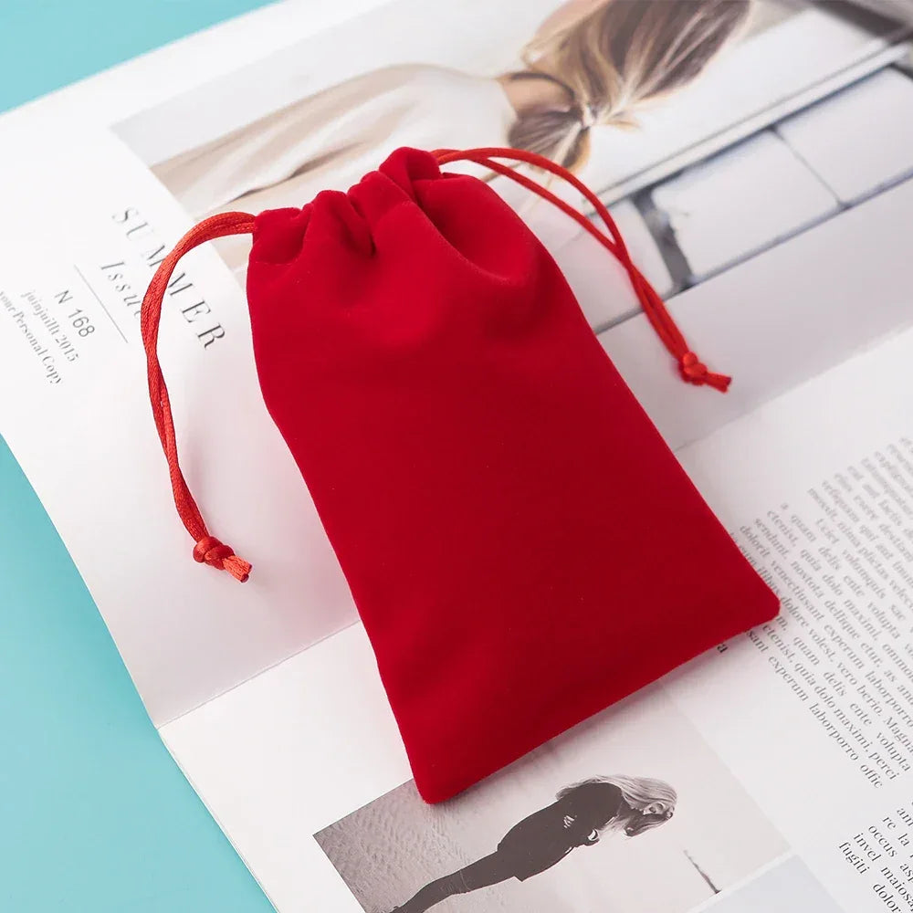 5Pcs Velvet Jewelry Small Pouches for Valentine's Day Marriage Party Gift Display Packing Bag Earrings Rings Organizer Bag