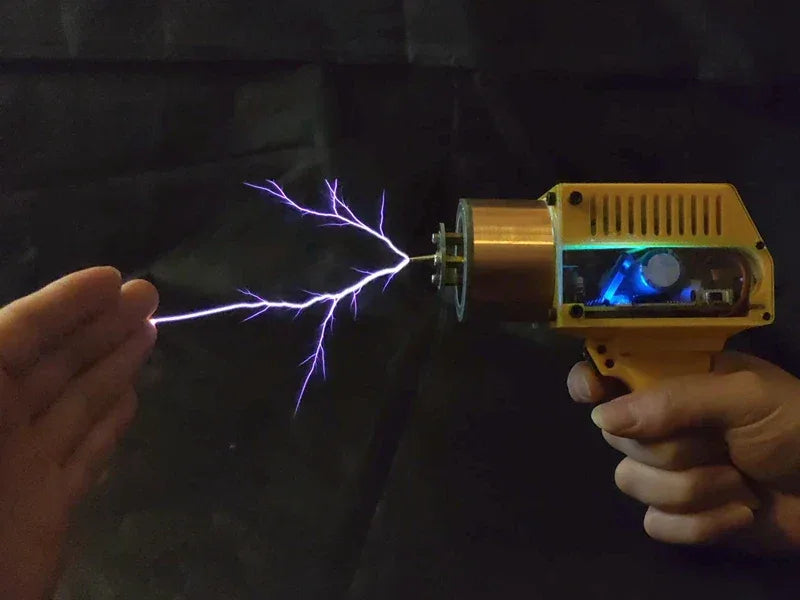 Wishcolor Handheld Tesla Coil Rechargeable Solid State Tesla Coil Manual & Automatic Modes with Yellow Shell