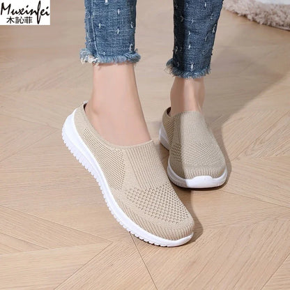 Women's Summer Shoes Plus Size Casual Single Ladies Shoes Soft Sole Cover Half Slippers Sale Shoes with Free Shipping
