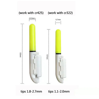 10 pcs/lot Electronic Light Stick With 10 Rechargeable Battery CR322 / CR425 Clip on Fishing Rod Glowing Lamp Night Fishing D001