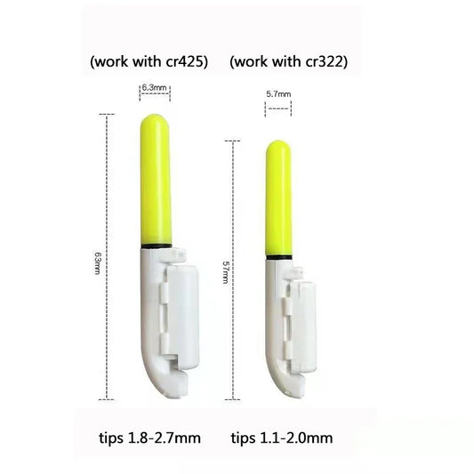 10 pcs/lot Electronic Light Stick With 10 Rechargeable Battery CR322 / CR425 Clip on Fishing Rod Glowing Lamp Night Fishing D001