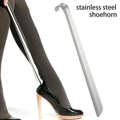 52cm Extra Long Stainless Steel Silver Metal Shoehorn Shoe Lifter Aid Slip-On Shoe Pulling Tool for Easy Shoe Removal