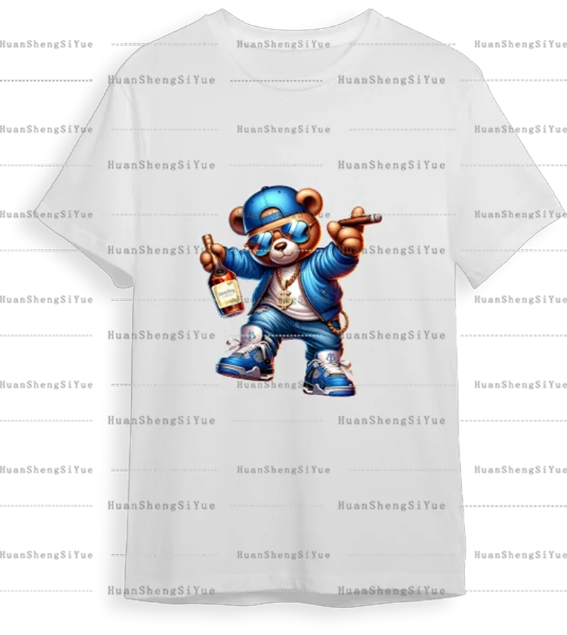Teddy Bear Street Style Ironing Sticker Clothes DTF Fashion T-shirt Hoodie DIY Hot Transfer Printing Hot Sticker Waterproof