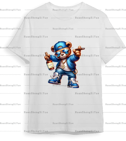 Teddy Bear Street Style Ironing Sticker Clothes DTF Fashion T-shirt Hoodie DIY Hot Transfer Printing Hot Sticker Waterproof