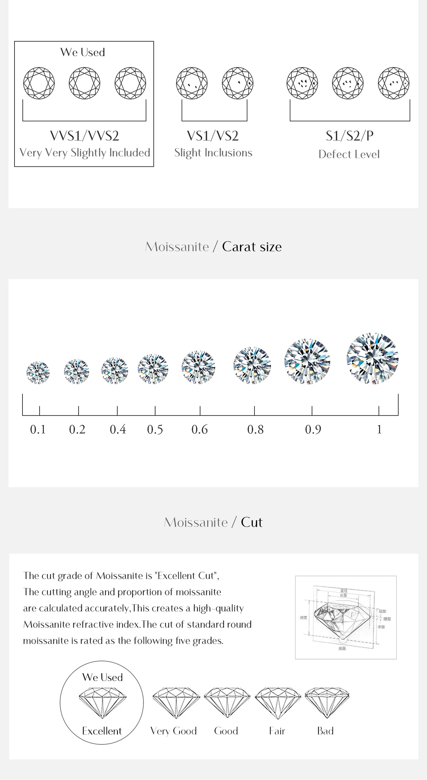 MODIAN 3 Sizes Heart Moissanite Ear Studs 925 Sterling Silver Dazzling Stackable Fashion Stud Earrings For Women Fine Jewelry