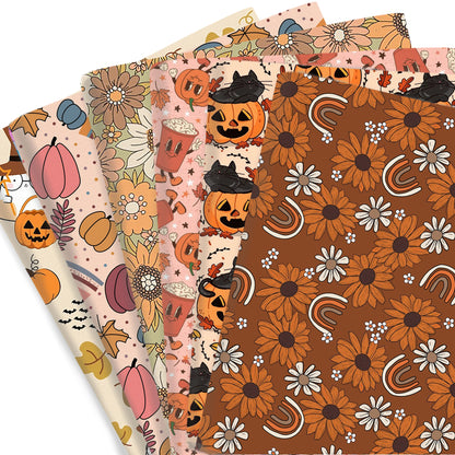 50*145cm Pumpkin Fall Autumn PolyesterCotton Fabrics By half Meter Flowers Maple Leaf Sewing Cloth Dress DIY Crafts Home Textile