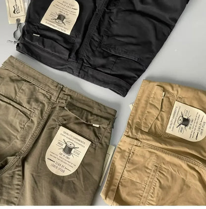 American Style Pure Cotton Heavy Duty Cargo Pants for Men Anti-Dirt Anti-Wear Loose Straight Leg Casual Pants Footwear