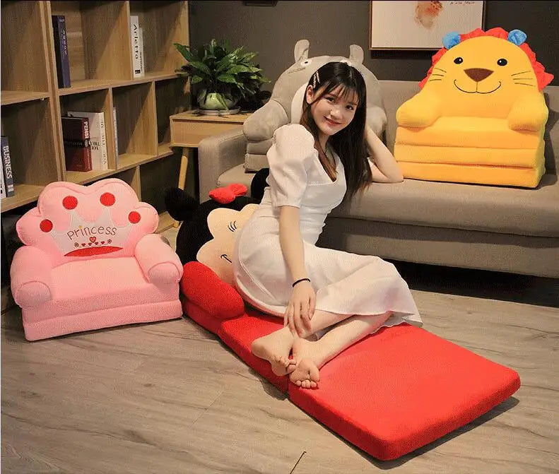 Sofas Children Sofa Cute Cartoon Lazy Folding Small Sofa Bed Girl Princess Baby Toddler Dual-purpose Child Seat All sofas