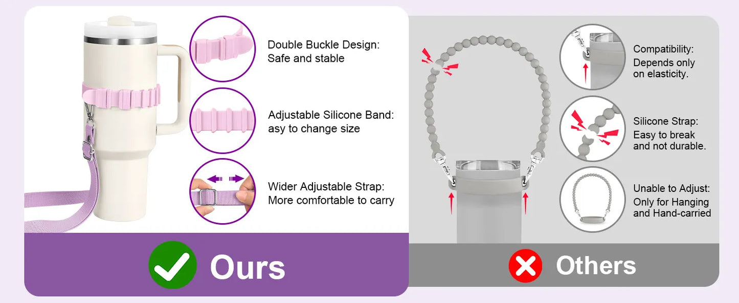 Eary Silicone Portable Water Bottle Carry Strap Handle Adjustable Water Bottle Sling Carrier With Strap Universal Cup Accessory
