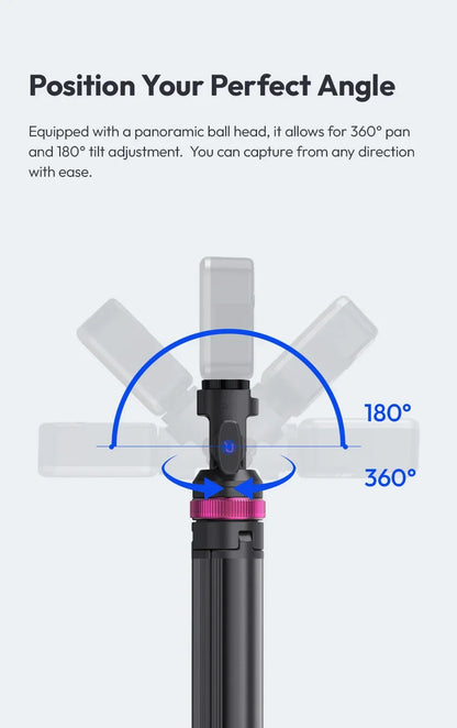 Ulanzi MT-89 2M Quick-Release Light Stand with Cold Shoe Mount 8-Section Extend for Action Camera Phone Clamp Photograph Tripod