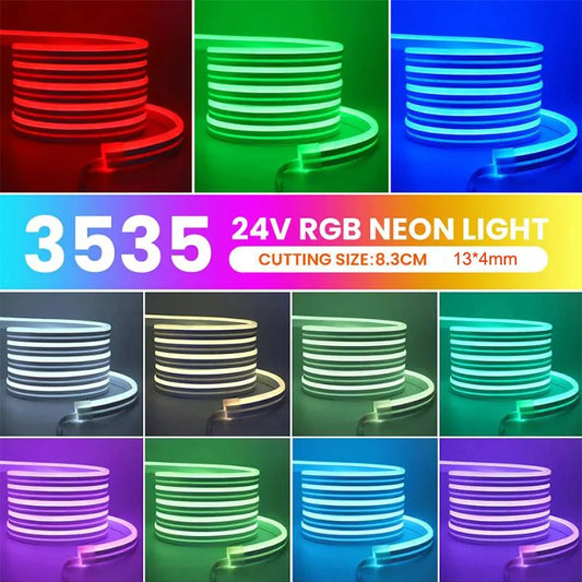 DC24V RGB LED Neon Rope Lights Color Change Music Sync App Control 10M 20M 30M Waterproof Flexible Lamp for Home Decor
