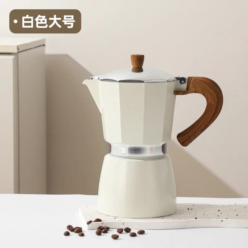 Electric Octagonal 3 Cup Black Coffee Maker Double Valve Moka Coffee Pot Espresso Aluminum Alloy Stainless Steel Moka Pot Set