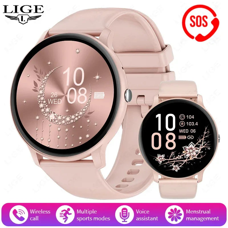 LIGE Smart Watch Women 1.39'' Full Touch Screen Custom Dials Wristwatch Bluetooth Call Blood Oxygen Monitor Sport Smartwatch Men
