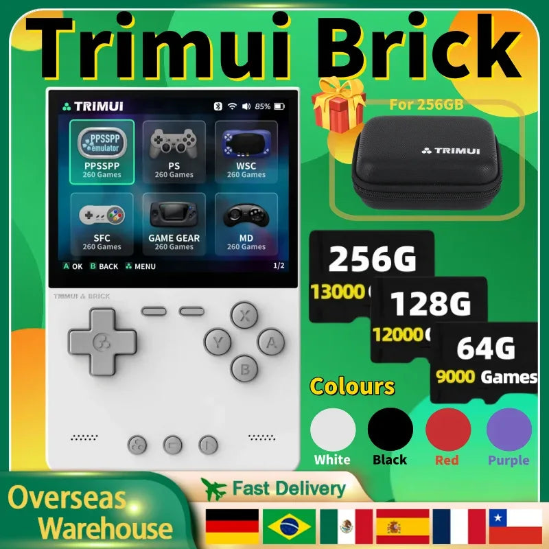 TRIMUI BRICK Handheld Game Console 3.2'' IPS Screen Linux System Trimui UI Metal Back Panel LED Lighting Retro Video Console