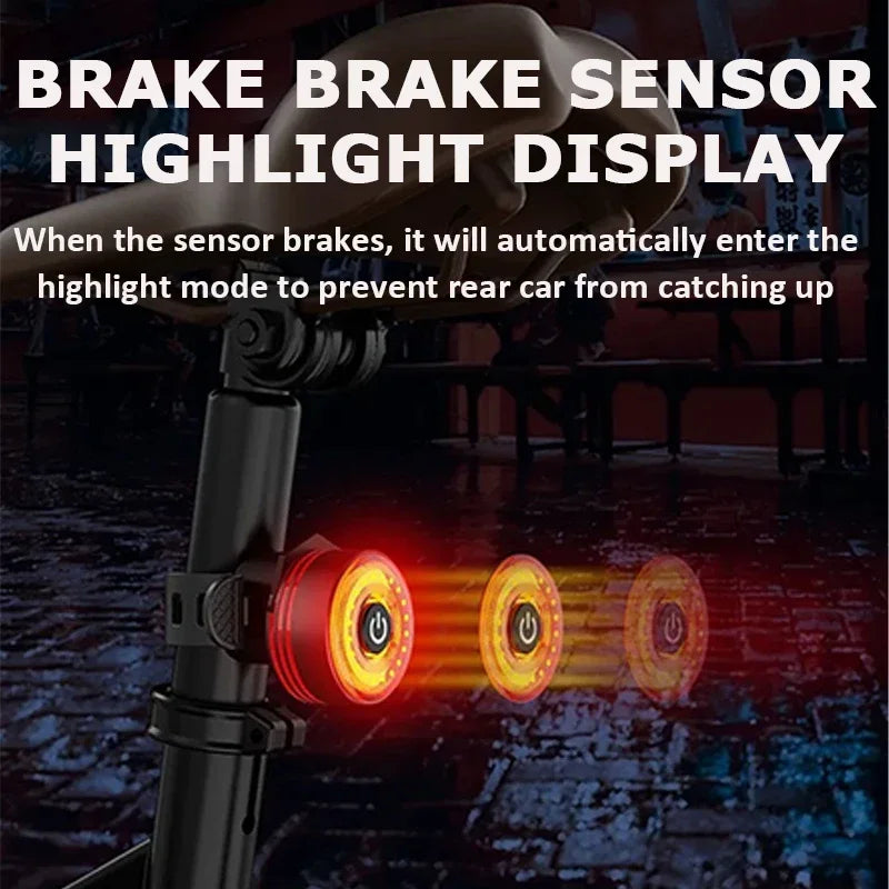 BUCKLOS Bike Rear Light Aluminum Alloy Basic/Sensing Bicycle Taillight Type-C Rechargeable MTB Road Cycling Lamp IPX5 Waterproof