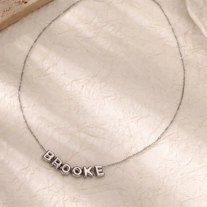 Custom Bubble Initial Letter Name Necklace For Women Men Personalized Letter Necklace  Stainless Steel Jewelry Mother's Day Gift