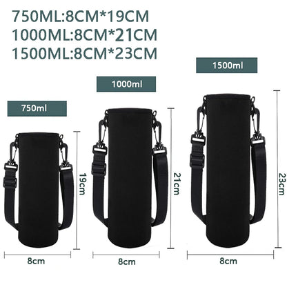 750ML/1000ML/1500ML Portable Water Bottle Insulated Neoprene Holder Pouch Bag Travel Thermos Cup Cover With Adjustable Strap
