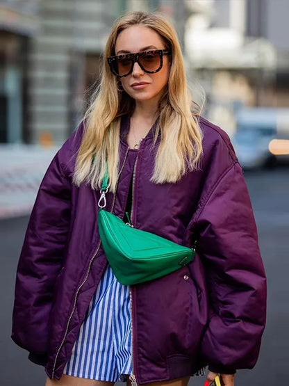 Retro Solid Zipper Cotton Jackets Women Casual Loose Bomber Jacket With Oblique Pockets Female Y2k Autumn Chic Street Outwear