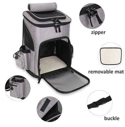 Pet Supplies Out Puppy Backpack Expandable Pet Bag Large Capacity Breathable Portable Cat Backpack Foldable Dog Bag