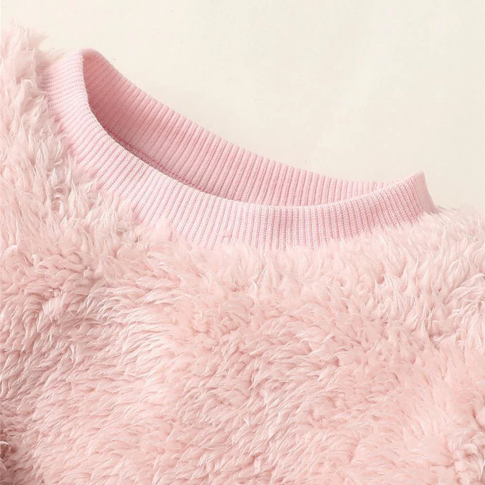 0-3Years Baby Girl Clothes Set Cute Bear O-neck Long Sleeve Top+Thick Pants Autumn&Winter Warm Clothing Outfit for Toddler Girl