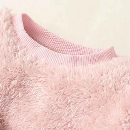 0-3Years Baby Girl Clothes Set Cute Bear O-neck Long Sleeve Top+Thick Pants Autumn&Winter Warm Clothing Outfit for Toddler Girl