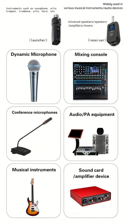 UHF Wireless Microphone System XLR Transmitter Receiver For Dynamic Mic Guitar Audio Mixer PA System