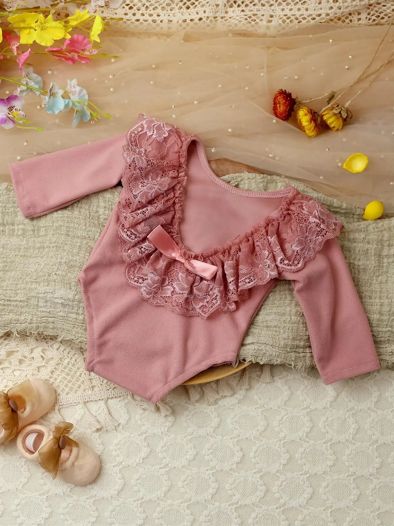 Ylsteed Newborn Lace Romper Baby Girl Photography Props Newborn Shooting Outfits