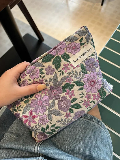 Ins Floral Cosmetic Bag Women Clutch Bag Makeup Bags Portable Skincare Storage Bags Toilet Bag Makeup Pouch Travel Organizer