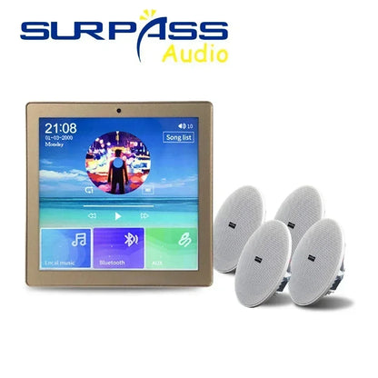 Bluetooth Wall Amplifier Smart Home Audio Mini Touch Screen 4*20W Stereo Sound Music PA System Loudspeaker Ceiling Speaker  suit