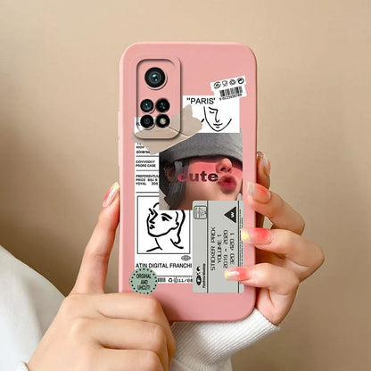 For Xiaomi Mi 10T 5G Phone Case Matte Liquid Silicone Shell For Xiaomi Mi 10T Pro 5G Cute Cat Cartoons Ultrathin Fashion Fundas