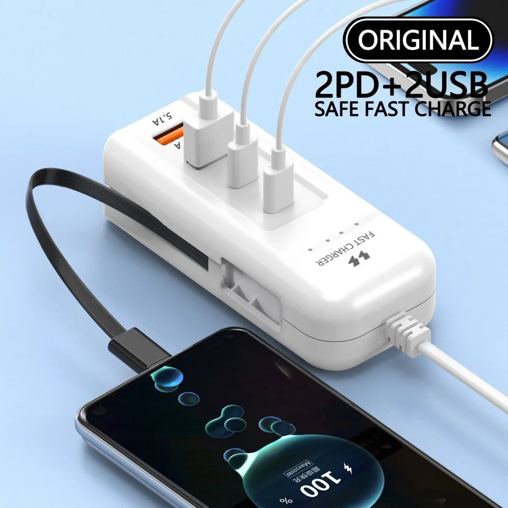 66W Muti Ports USB Type C Charger Socket EU/US/UK Fast Charging Plug Wall Adapter For Xiaomi Samsung Xiaomi Charger Power Strip