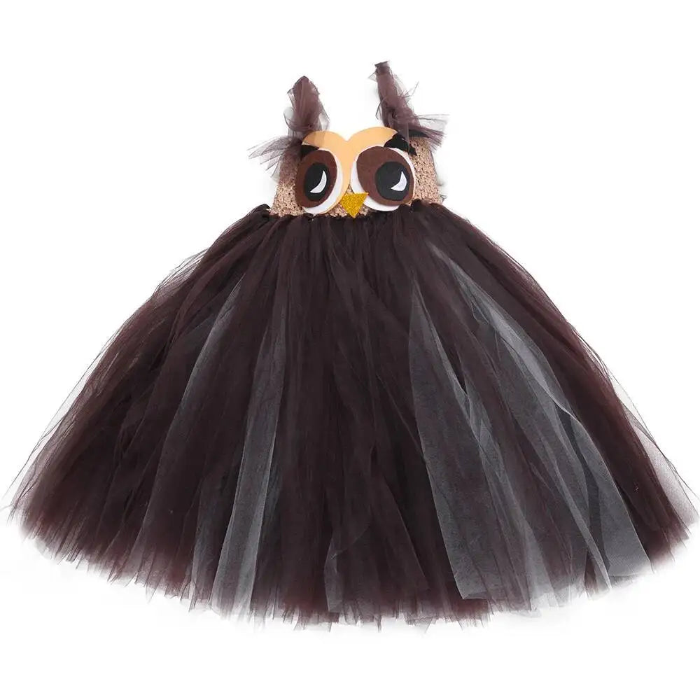 Cute Owl Tutu Dress for Baby Girls Birthday Halloween Costumes Kids Christmas Fancy Outfit Cartoon Animal Child New Year Clothes