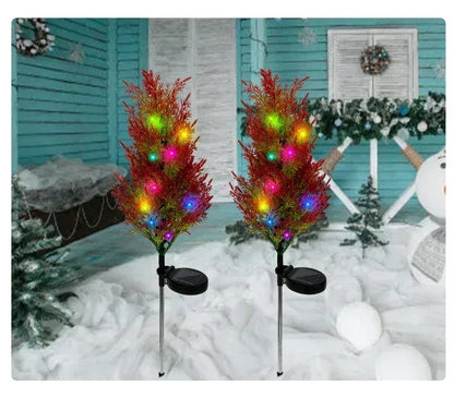 Solar LED Lights Christmas Tree Lawn Lamp Holiday Lantern For House Festive Wedding Courtyard Garden Decoration RGB Light