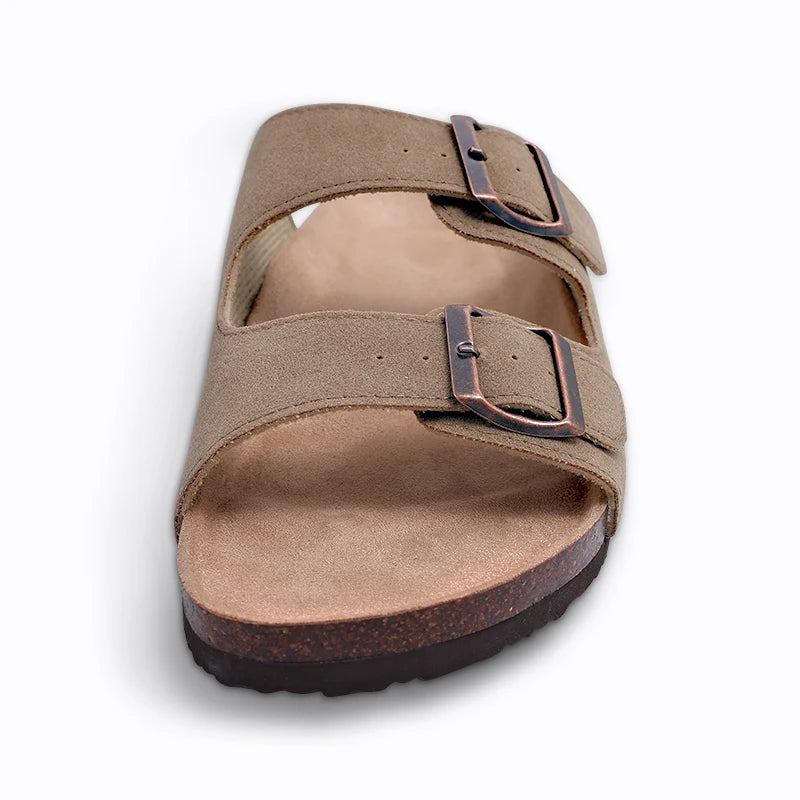Shevalues Cork Sole Slippers For Women Men Classic Suede Summer Sandals With Arch Support Fashion Orthopedic Beach Cork Shoes