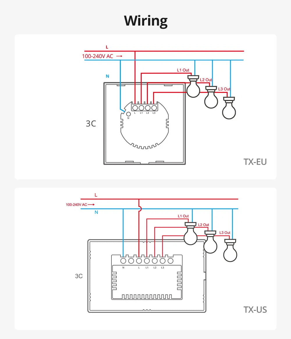 SONOFF TX US Wall Smart Switch 433Mhz RF Remote Control Wi-Fi Touch Switch via eWeLink APP Works With Alexa Google Home