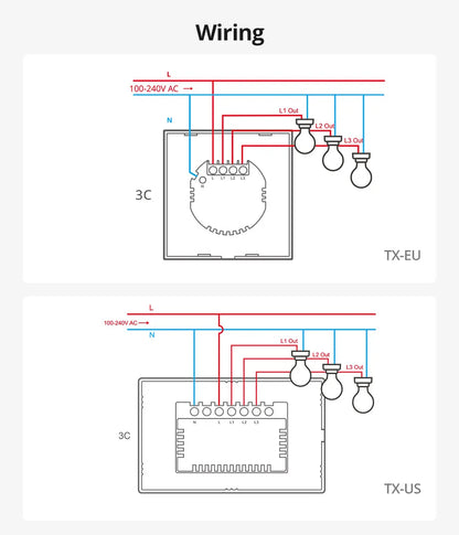 SONOFF TX US Wall Smart Switch 433Mhz RF Remote Control Wi-Fi Touch Switch via eWeLink APP Works With Alexa Google Home
