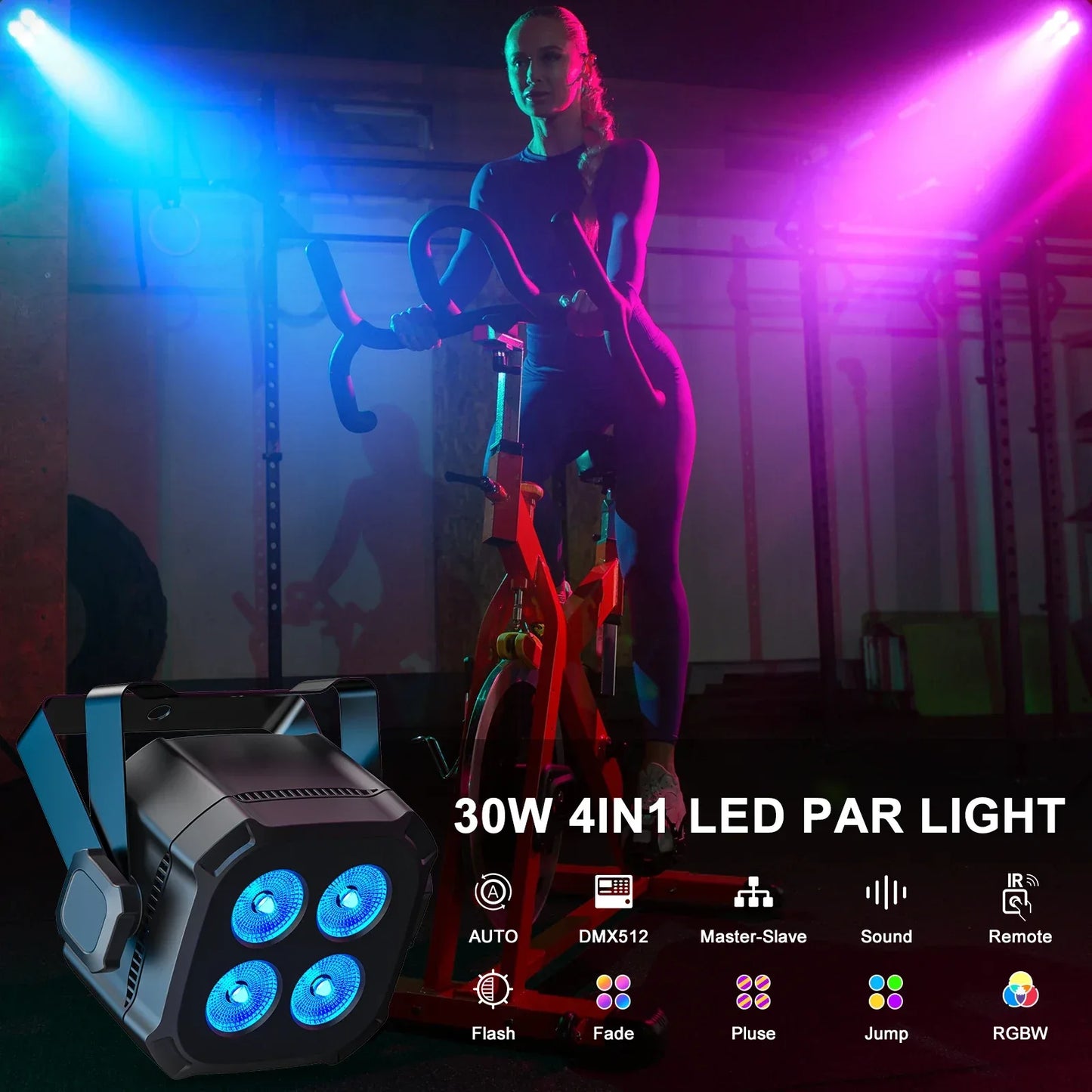 Yiflamefly 30W Par Lights 4x8W LED RGBWYP+CYAN DJ Light Remote & DMX Controlled Stage Light For Wedding Party Club Disco