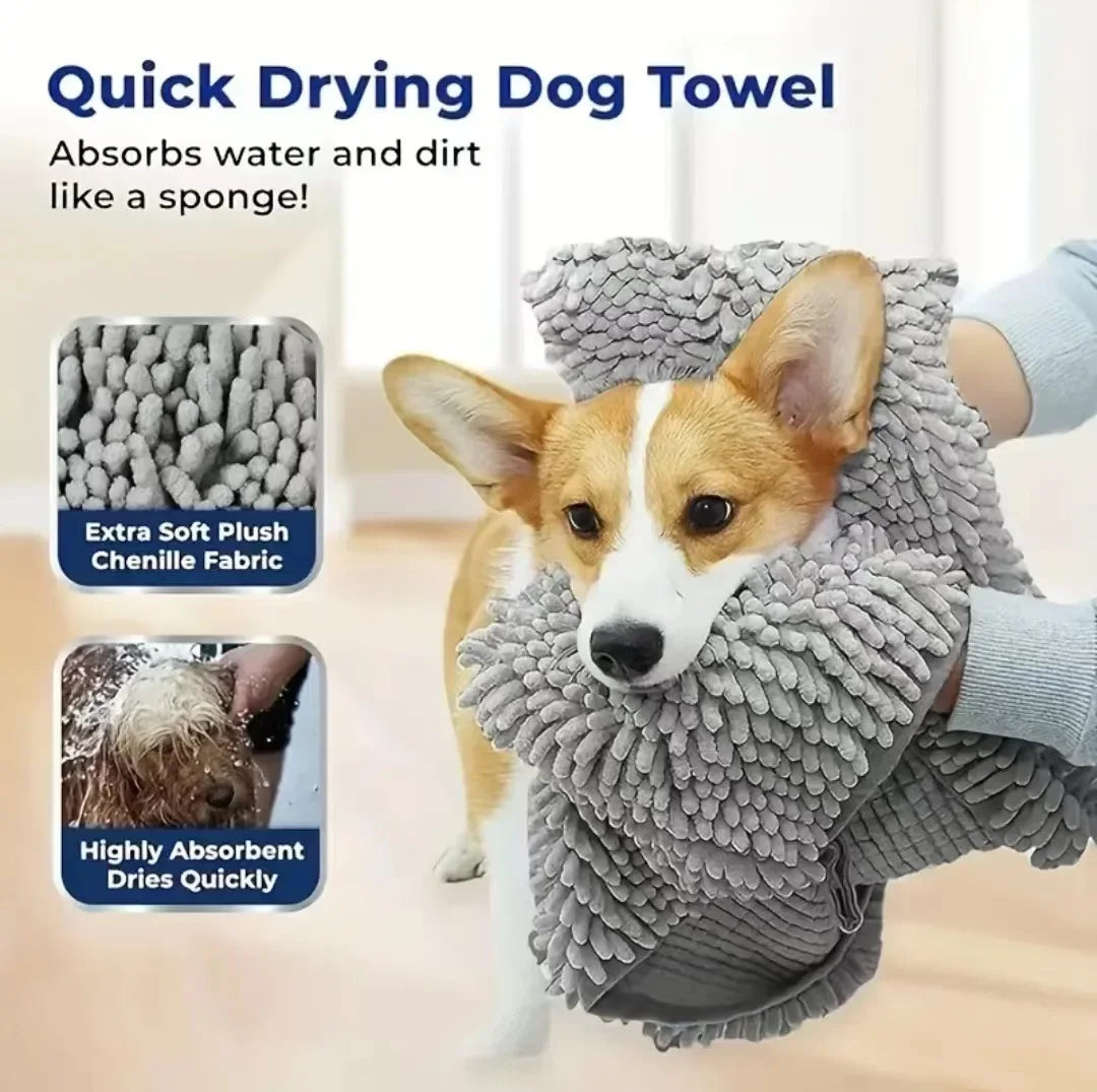 1Pcs Super Absorbent Pet Bath Towel Quick-drying Cat Towels Convenient Soft Bath Robe Dry Pet Cleaning Washcloth Dog Accessories