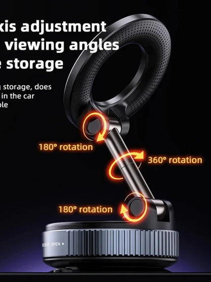 K007 Strong Magnetic Car Phone Holder Foldable Design 360° Adjustable Vacuum Mount for Car/Desk/Bathroom/Universal Use