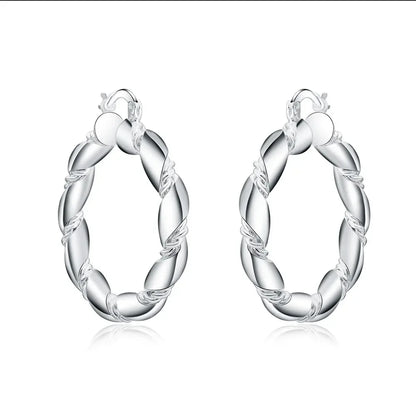 925 Sterling Silver Retro weave circle earrings for women Luxury Fashion Party Wedding Accessories Jewelry Christmas Gifts
