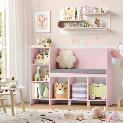 Child Rack 110 cm toys Shelf CHILDREN'S room with Pillow and 6 Shelves Child Seat Bench toys storage for Kids